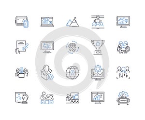 Human office line icons collection. Collaboration, Communication, Flexibility, Efficiency, Productivity, Creativity