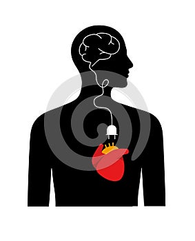Human organ brain, heart and plug, vector illustration