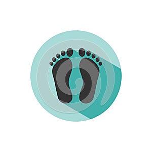 Human organ. Feet icon with shade on green circle