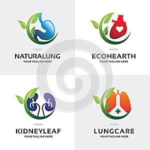 Human Organ Nature Logo Set Design Template Collection