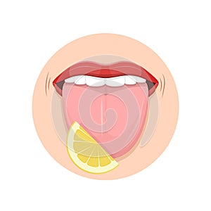 Human organ tongue, perception flavors, five taste buds receptors man.