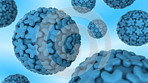 Human papillomavirus cells. HPV. Concept illustration. 3D-rendering.