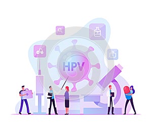 Human Papillomavirus, HPV Virus Diagnosis Checkup and Early Diagnostics Concept. Characters Vaccination, Viral Infection