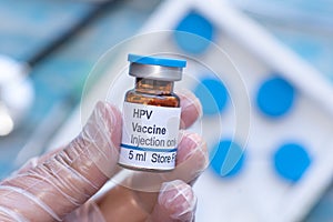 Human papillomavirus vaccine HPV vaccine vial an illustration