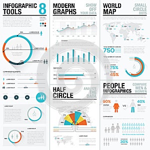 Human and people infographic vector elements in blue and red color