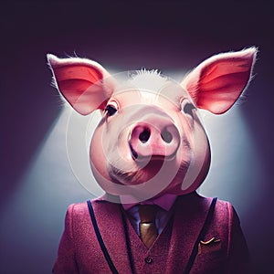 A human pig portrait at studio