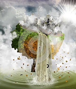 Human polluting environment, concept