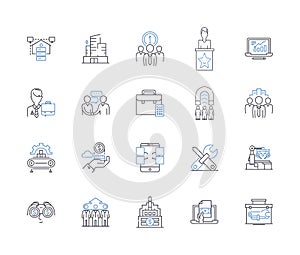 Human potential line icons collection. Growth, Potentiality, Capacities, Talent, Resilience, Creativity, Ambition vector photo
