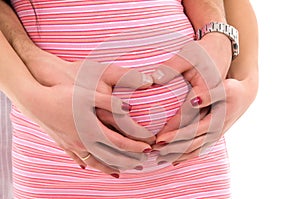 Human pregnancy, hands folded heart