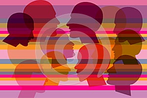 Human profile head in dialogue