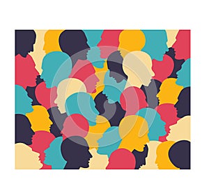 Human profile head in dialogue.