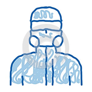 Human in Protective Mask doodle icon hand drawn illustration