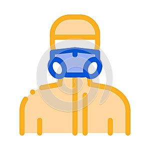 Human in Protective Mask Icon Vector Outline Illustration