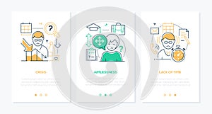 Human psychological problems line design style web banners