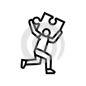 human puzzle jigsaw line icon vector illustration