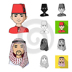 The human race cartoon,black,flat,monochrome,outline icons in set collection for design. People and nationality vector