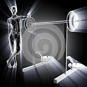 Human radiography scan in gym room
