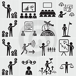 Human resource, business and management icon set