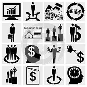 Human resource, finance, logistic and management icons set.