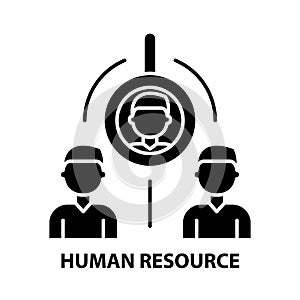 human resource icon, black  sign with  strokes, concept illustration