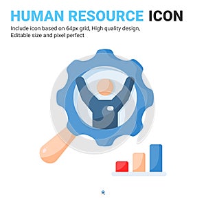 Human resource icon vector with flat color style isolated on white background. Vector illustration employee sign symbol icon