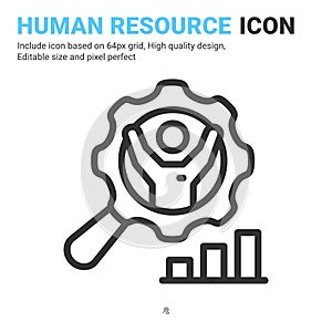 Human resource icon vector with outline style isolated on white background. Vector illustration employee sign symbol icon concept