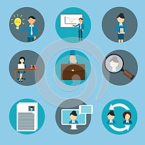 Human resource management business icon set training