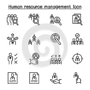 Human resource management icon set in line style