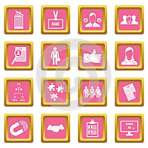 Human resource management icons pink