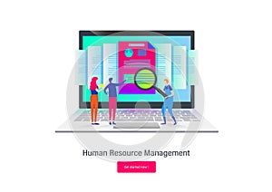 Human resource requirement. Flat cartoon miniature illustration vector graphic