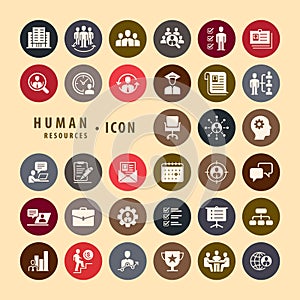 Human Resources color icons set, Circle botton icons modern design