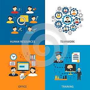 Human Resources Concept 4 Flat Icons