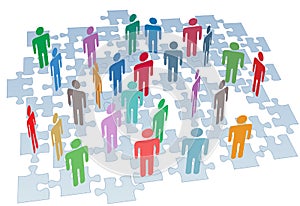 Human resources connection puzzle pieces network