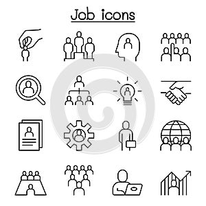 Human resources icon set in thin lines style