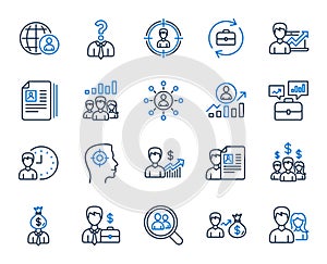 Human Resources icons. Head Hunting, Job signs. Vector