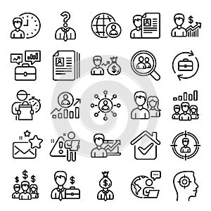 Human Resources icons. Head Hunting, Job signs. Vector