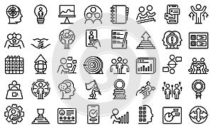 Human resources icons set, outline style