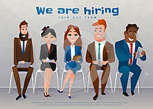 Human resources interview recruitment job concept. We are hiring text