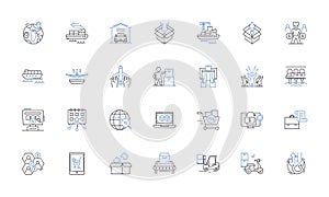 Human resources line icons collection. Recruitment, Selection, Onboarding, Training, Development, Compensation