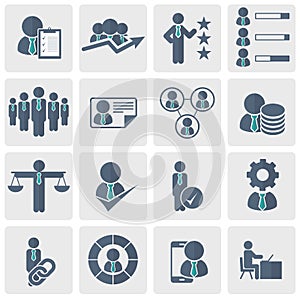 Human resources and management Icon set. Flat vector illustration