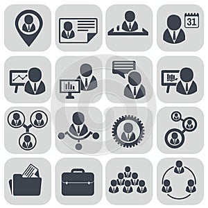 Human resources and management icons set