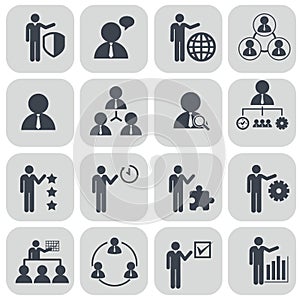 Human resources and management icons set