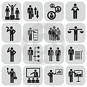 Human resources and management icons set