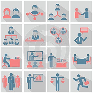 Human resources and management icons set.