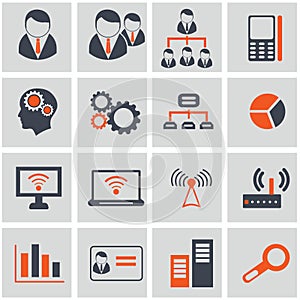 Human resources and management icons set.