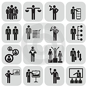 Human resources and management icons set.