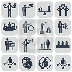 Human resources and management icons set