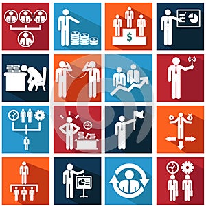 Human resources and management icons set.