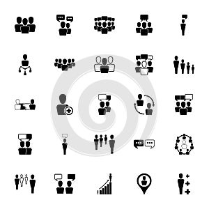 Human resources and management icons set