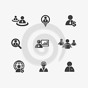 Human resources and management icons set business